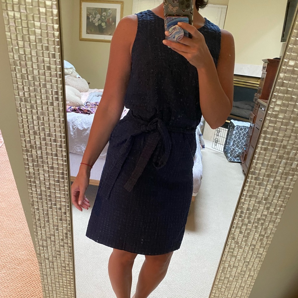 Banana republic eyelet shift dress with tie waist